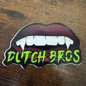 RARE Dutch Bros. Vampire Fangs‎ Teeth Glow In The Dark  Sticker October 2017